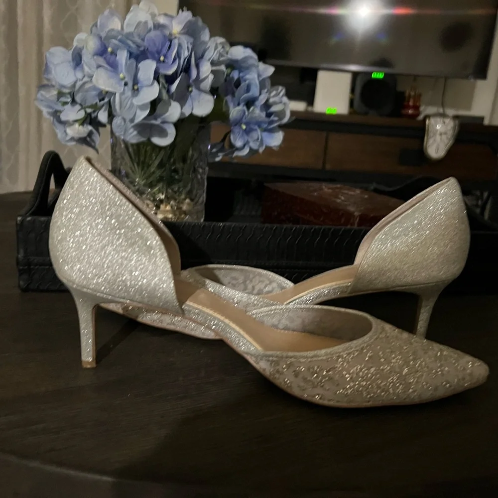 Elegant Silver Glitter Women's Shoes - Picture 1 of 6